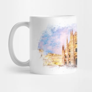 Piazza del Duomo, Milan Italia Watercolor Art City Landscape Mug